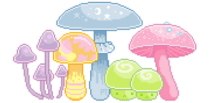 pastel mushrooms